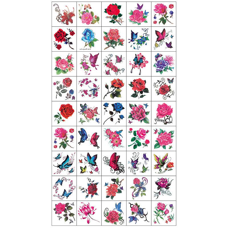 52pcs Flower & Butterfly Temporary Tattoo Stickers Waterproof Body Art