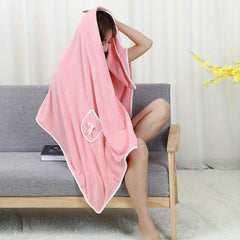 Coral Velvet Shower Bath Wrap Robe High Absorption Soft Coral Fleece Body Towel