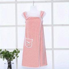 Coral Velvet Shower Bath Wrap Robe High Absorption Soft Coral Fleece Body Towel