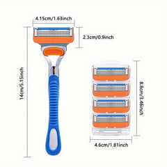 5-Layer Orange Shaving Razor Set for Men and Women
