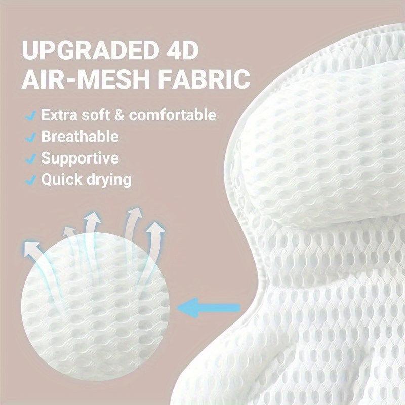 Spa Bathtub Headrest Pillow With Suction Cups Non Slip Cushion