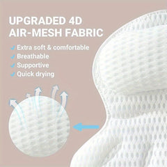 Spa Bathtub Headrest Pillow With Suction Cups Non Slip Cushion