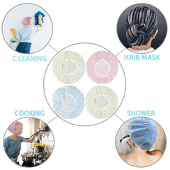 4pcs Reusable Waterproof Shower Cap for Women