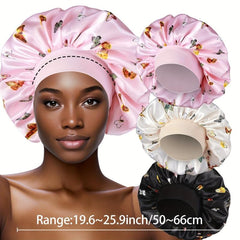 3pcs Printed Satin Bonnet Silk Bonnet Hair Bonnet For Sleeping