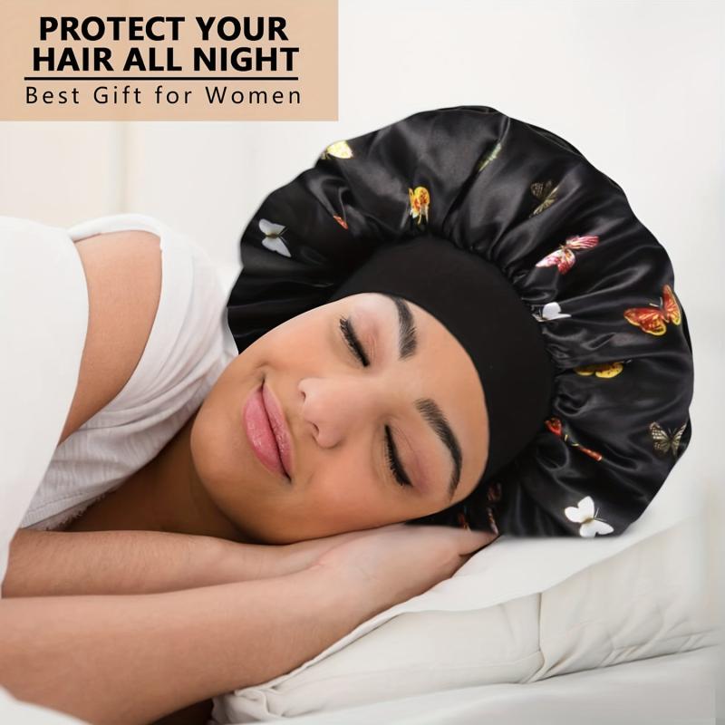 3pcs Printed Satin Bonnet Silk Bonnet Hair Bonnet For Sleeping