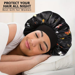 3pcs Printed Satin Bonnet Silk Bonnet Hair Bonnet For Sleeping
