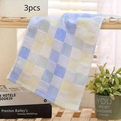 3pcs Colorful Plaid Hand Bath Towel Soft Absorbent Towel for Bathroom