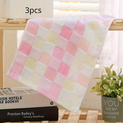3pcs Colorful Plaid Hand Bath Towel Soft Absorbent Towel for Bathroom