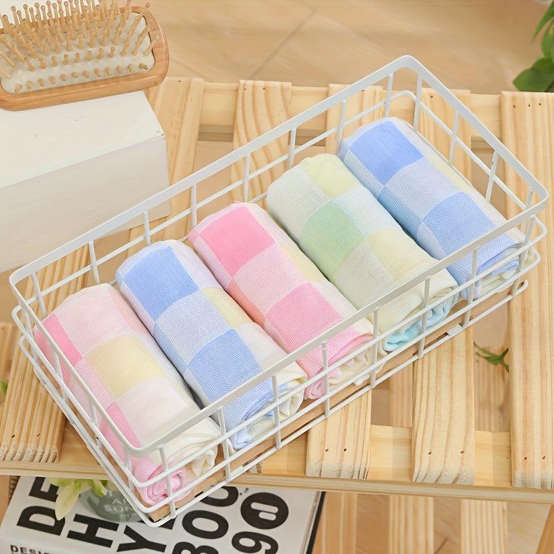 3pcs Colorful Plaid Hand Bath Towel Soft Absorbent Towel for Bathroom