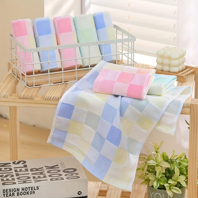 3pcs Colorful Plaid Hand Bath Towel Soft Absorbent Towel for Bathroom