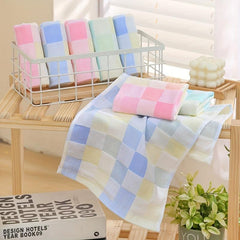 3pcs Colorful Plaid Hand Bath Towel Soft Absorbent Towel for Bathroom