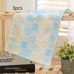 3pcs Colorful Plaid Hand Bath Towel Soft Absorbent Towel for Bathroom