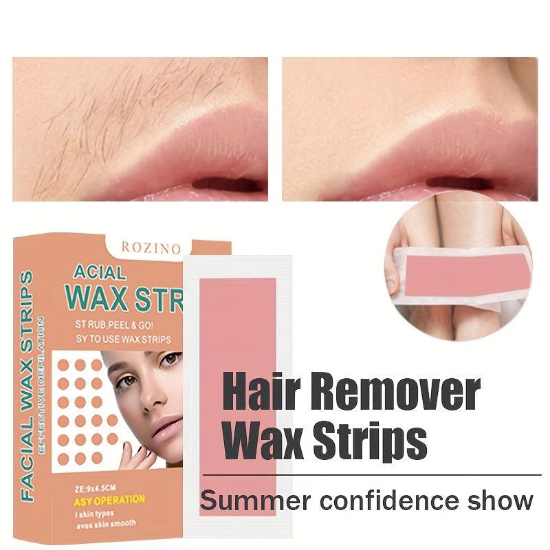 30 Pcs Facial Wax Strips Hair Removal For Women Quick & Painless Waxing Kit