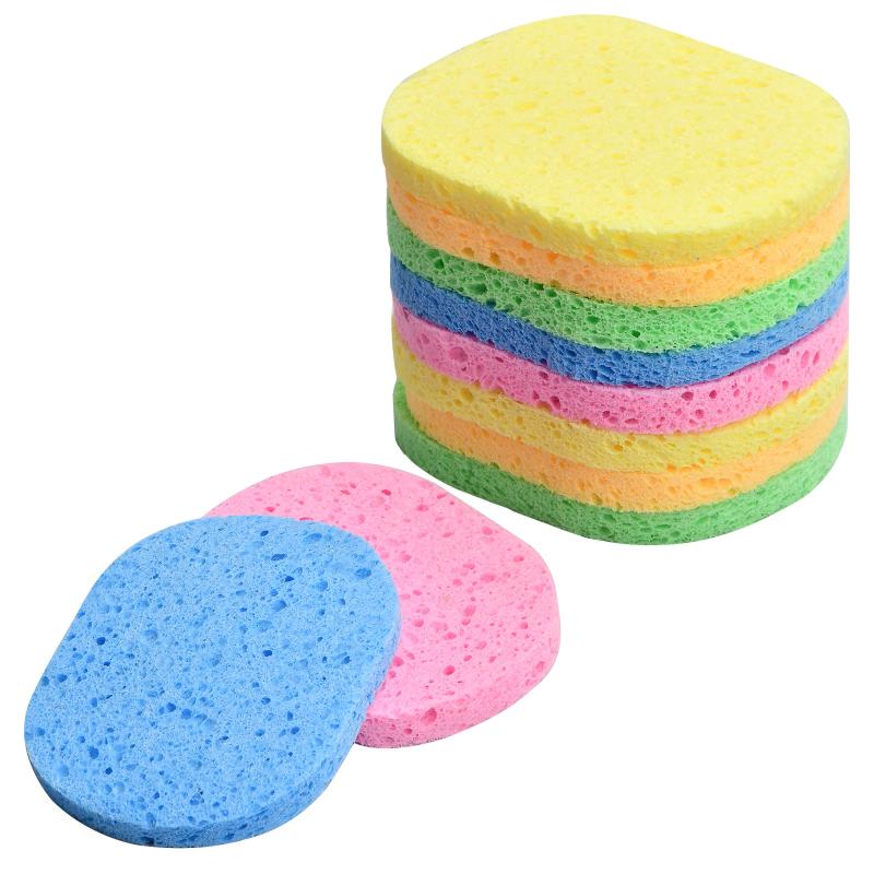 10pcs Natural Cellulose Facial Sponges Exfoliating Makeup Remover Sponge Pads