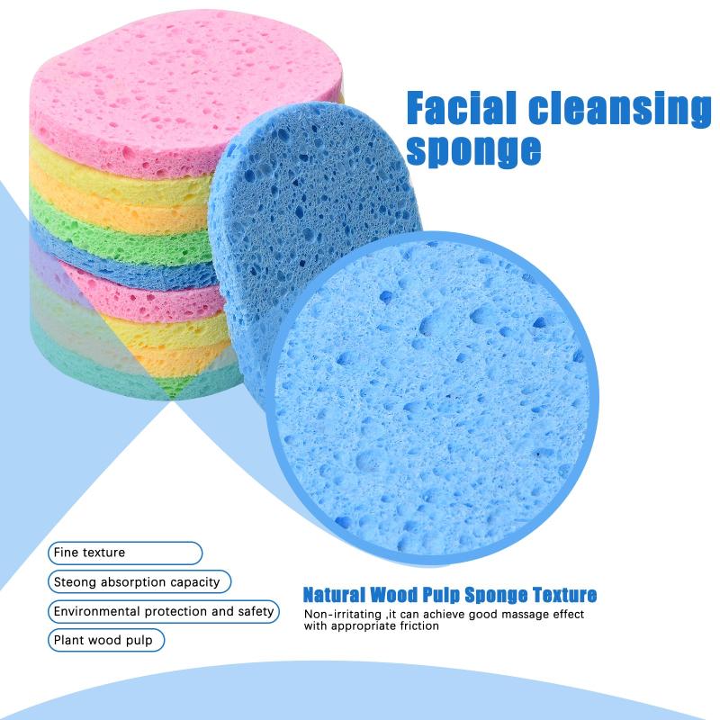 10pcs Natural Cellulose Facial Sponges Exfoliating Makeup Remover Sponge Pads