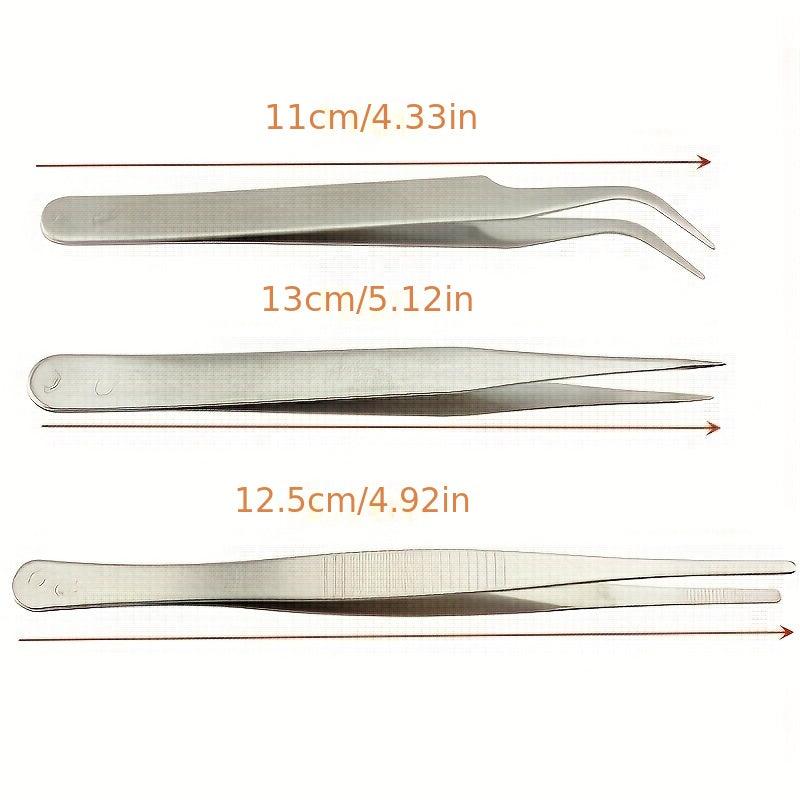 3PCS Stainless Steel Tweezers Set Precision Tongs for Industrial Laboratory