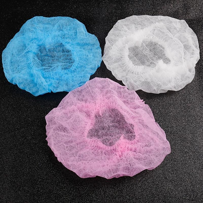 98pcs Disposable Non Woven Shower Cap Elastic Dust Cap Pink