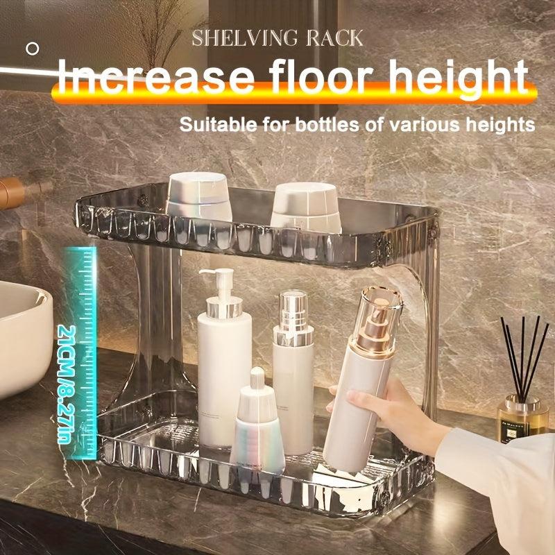 Transparent Double Layer Bathroom Storage Rack for Makeup and Cosmetics