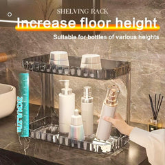 Transparent Double Layer Bathroom Storage Rack for Makeup and Cosmetics