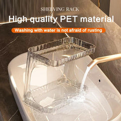 Transparent Double Layer Bathroom Storage Rack for Makeup and Cosmetics