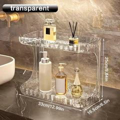 Transparent Double Layer Bathroom Storage Rack for Makeup and Cosmetics