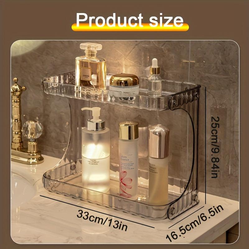 Transparent Double Layer Bathroom Storage Rack for Makeup and Cosmetics