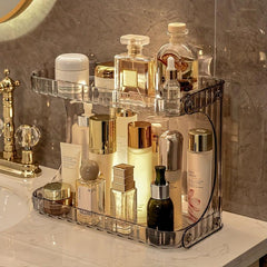 Transparent Double Layer Bathroom Storage Rack for Makeup and Cosmetics