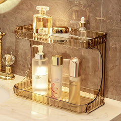 Transparent Double Layer Bathroom Storage Rack for Makeup and Cosmetics
