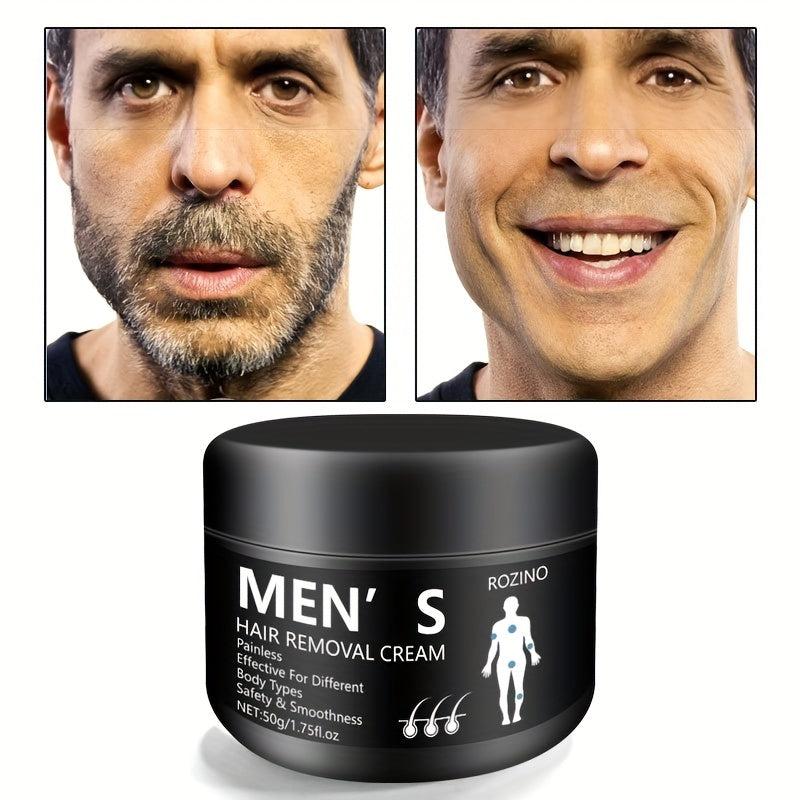 Men's Hair Removal Cream for Beards & Body, Gentle & Skin-Friendly