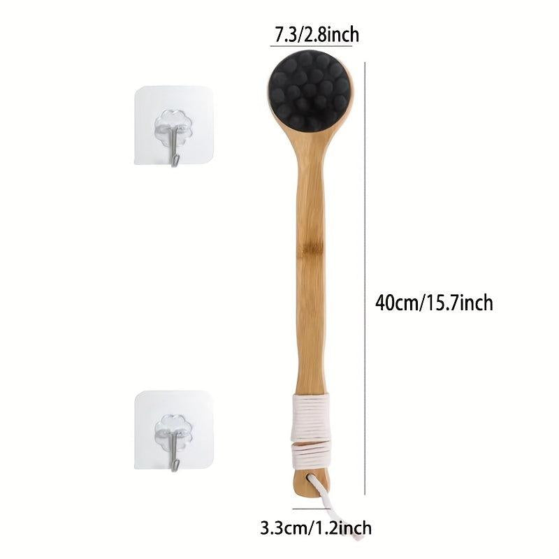 Long Handle Bath Shower Brush Soft Natural Bristles Back Cleaner