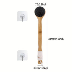 Long Handle Bath Shower Brush Soft Natural Bristles Back Cleaner