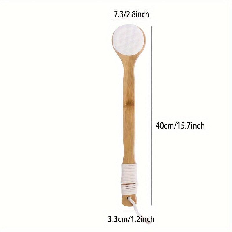 Long Handle Bath Shower Brush Soft Natural Bristles Back Cleaner