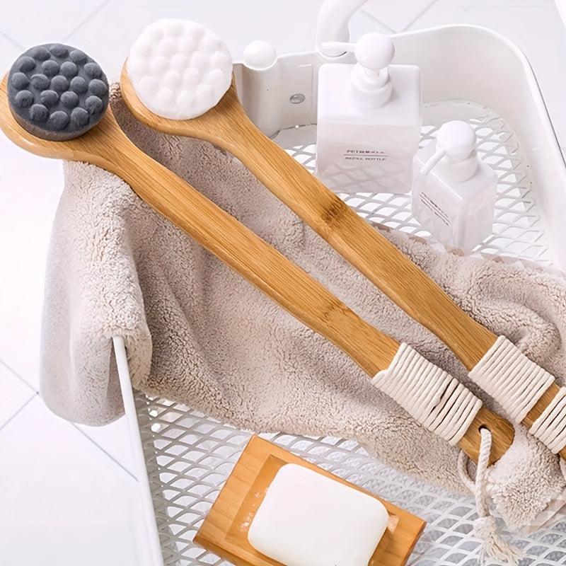Long Handle Bath Shower Brush Soft Natural Bristles Back Cleaner