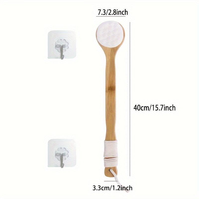 Long Handle Bath Shower Brush Soft Natural Bristles Back Cleaner