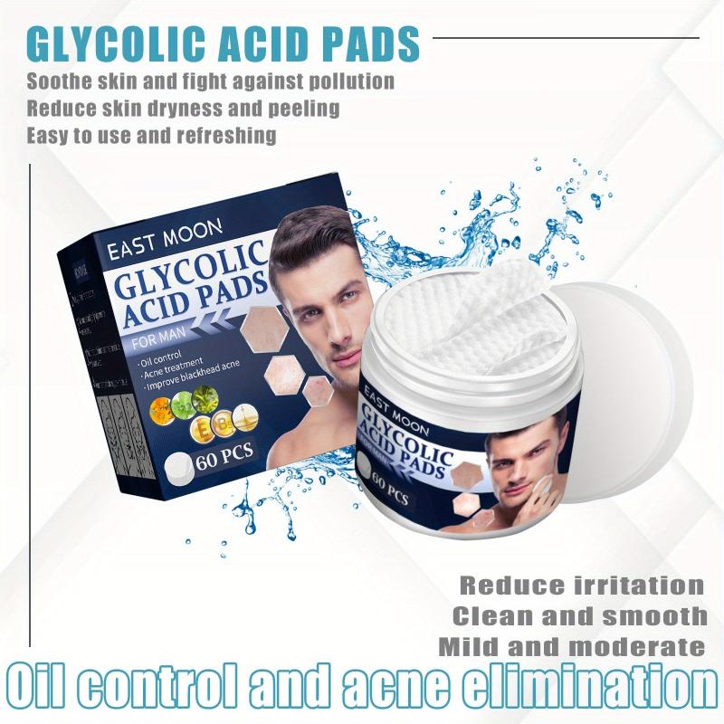 60 Men's Salicylic Acid Pads for Acne Control & Pore Shrinkage