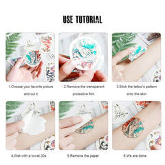 8 Pcs Rose Pattern Tattoo Stickers Waterproof Temporary Disposable Stickers