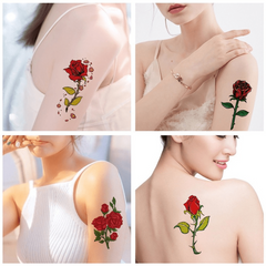 8 Pcs Rose Pattern Tattoo Stickers Waterproof Temporary Disposable Stickers