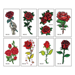 8 Pcs Rose Pattern Tattoo Stickers Waterproof Temporary Disposable Stickers