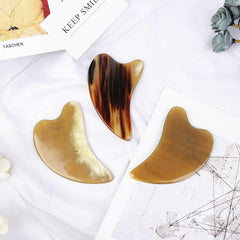 Natural Ox Horn Gua Sha Board Face Massager Facial Lift Neck Body Scraping