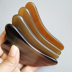 Natural Ox Horn Gua Sha Board Face Massager Facial Lift Neck Body Scraping
