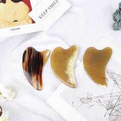 Natural Ox Horn Gua Sha Board Face Massager Facial Lift Neck Body Scraping