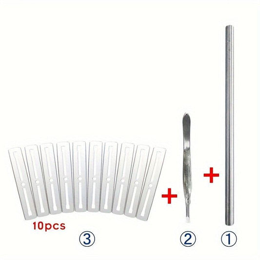 12pcs Steel Hair Tattoo Engraving Pen Fine Hairdressing Razor Eyebrow Shaving
