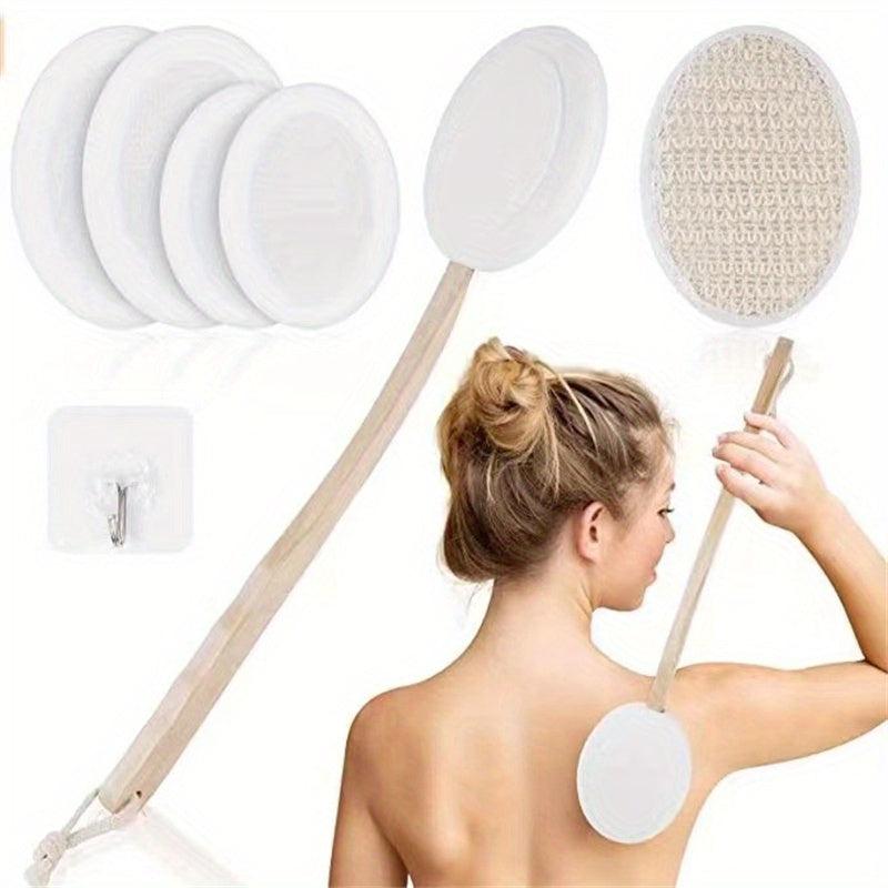 Long Handled Lotion Applicator and 3 Replaceable Pads