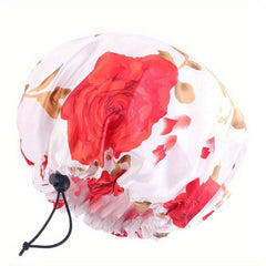 Adjustable Double Layer Satin Shower Cap Waterproof Bath Cap