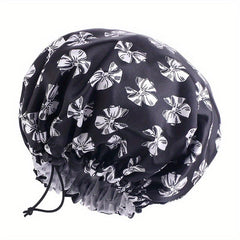 Adjustable Double Layer Satin Shower Cap Waterproof Bath Cap