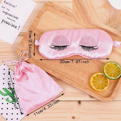Silk Eye Sleep Mask Soft Sleeping Mask Elastic Strap Pink