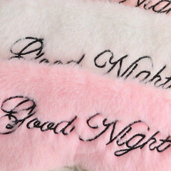 Plush Embroidered Letters Sleep Eye Mask Rabbit Hair Shading Silk Comfortable