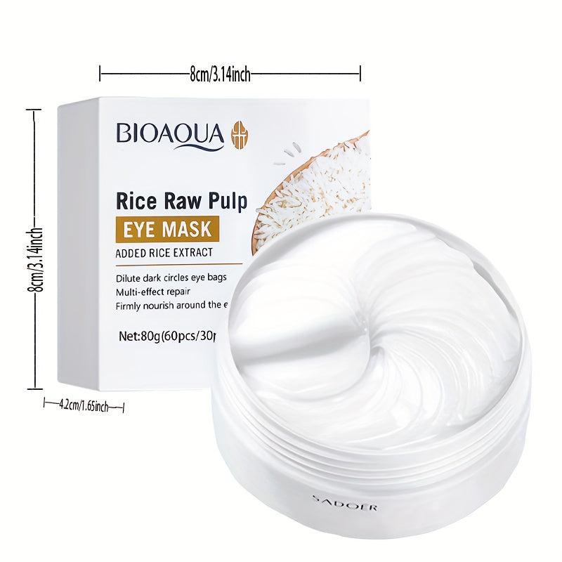60pcs Rice Pulp Eye Mask Reduce Dark Circles Puffiness Wrinkles