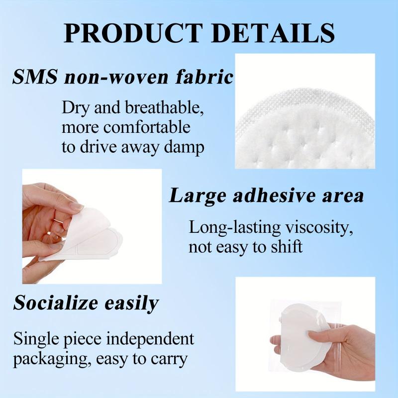 100 Pcs Underarm Sweat Pads for Women & Men - Disposable, Cotton, Extra Adhesive