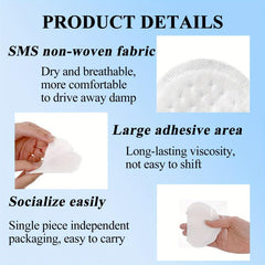 100 Pcs Underarm Sweat Pads for Women & Men - Disposable, Cotton, Extra Adhesive